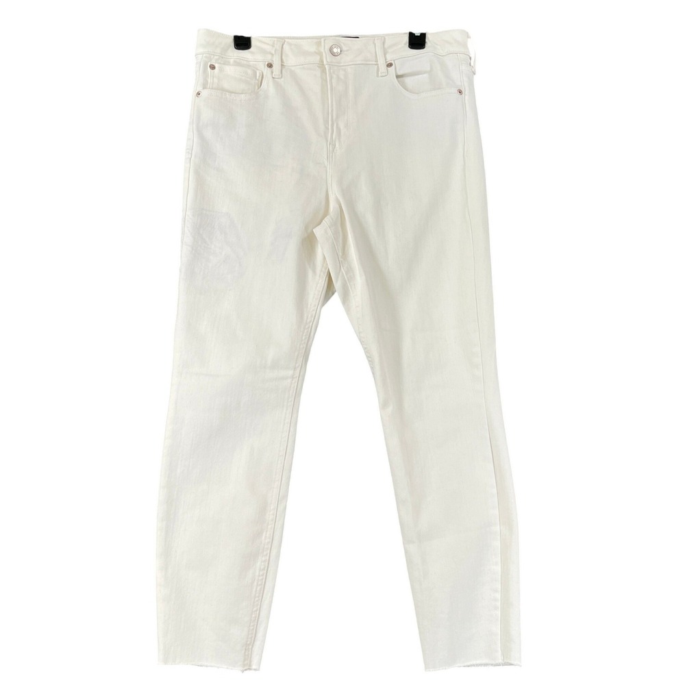 Gap High Rise Universal Legging Womens 14S White Raw Hem Stretch Casual Jeans